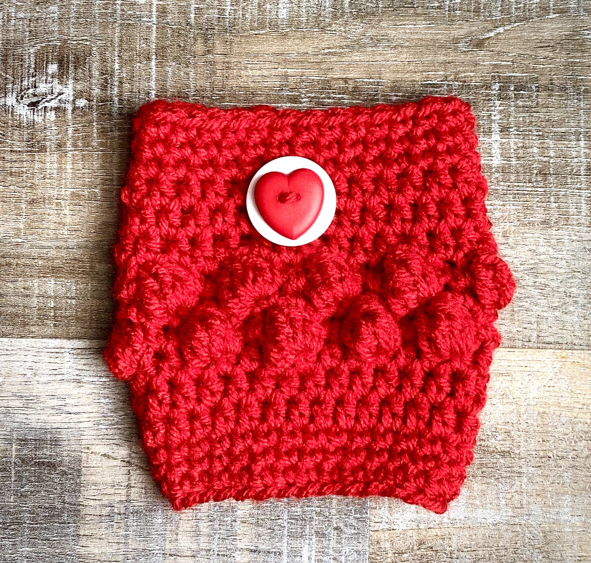 Crochet Valentine Bobble Cup Cozy