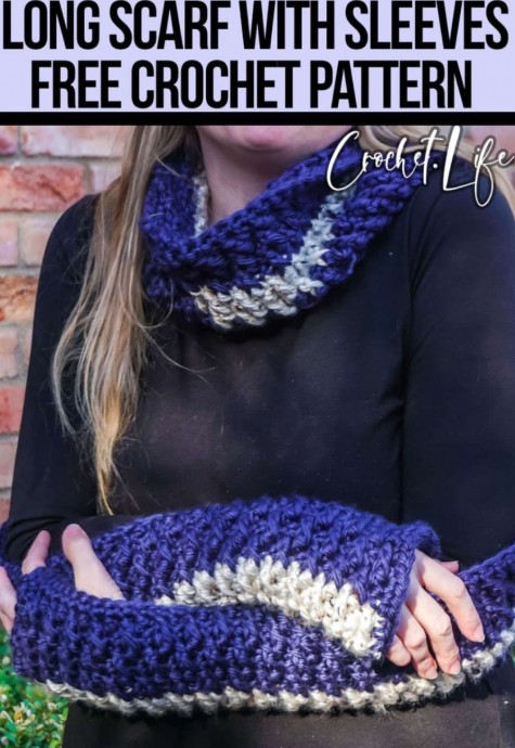 Crochet Scarf with Sleeves for Winter (Free Pattern)