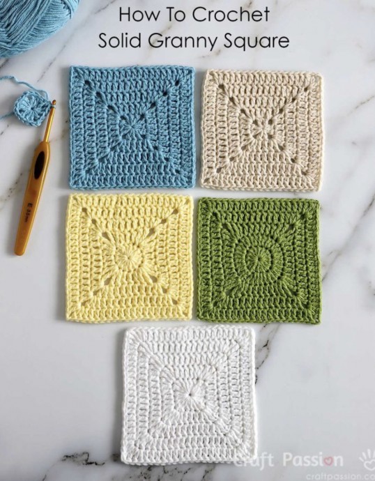 Solid Granny Square Free Crochet Pattern