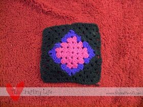 Crochet Diamonds in the Square Granny Afghan block