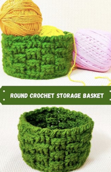 DIY Round Crochet Storage Basket (Free Pattern)