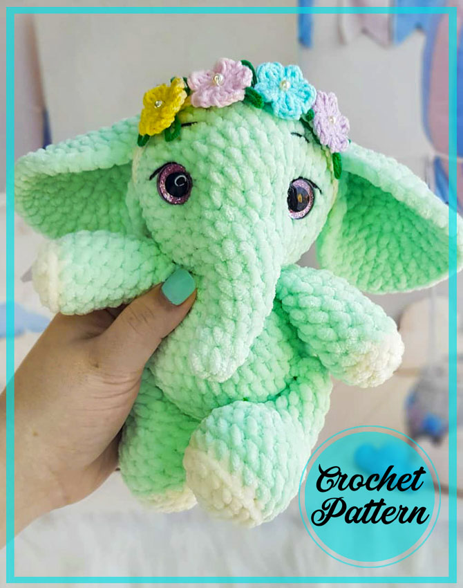 Crochet Velvet Plush Elephant Amigurumi