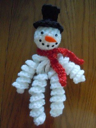 Crochet Curly Snowman Ornament