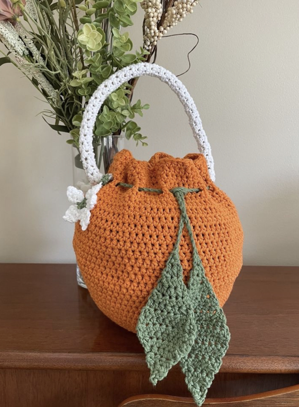 Crochet Orange Drawstring Bag FREE CROCHET PATTERN — Craftorator