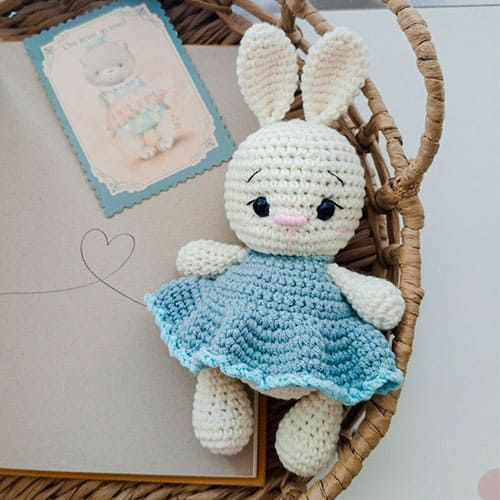 Crochet Little Bunny Amigurumi in a Blue Dress