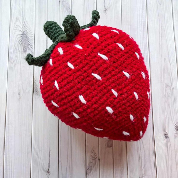 Crochet Strawberry Pillow