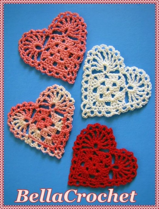 Crochet Sweetie Hearts Applique or Ornament