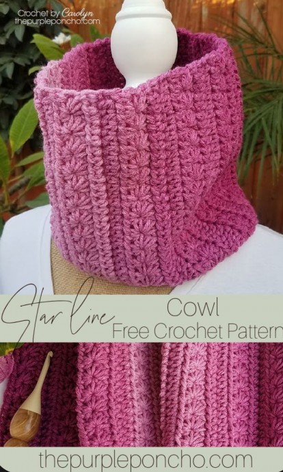 Crochet Star Line Cowl (Free Pattern)