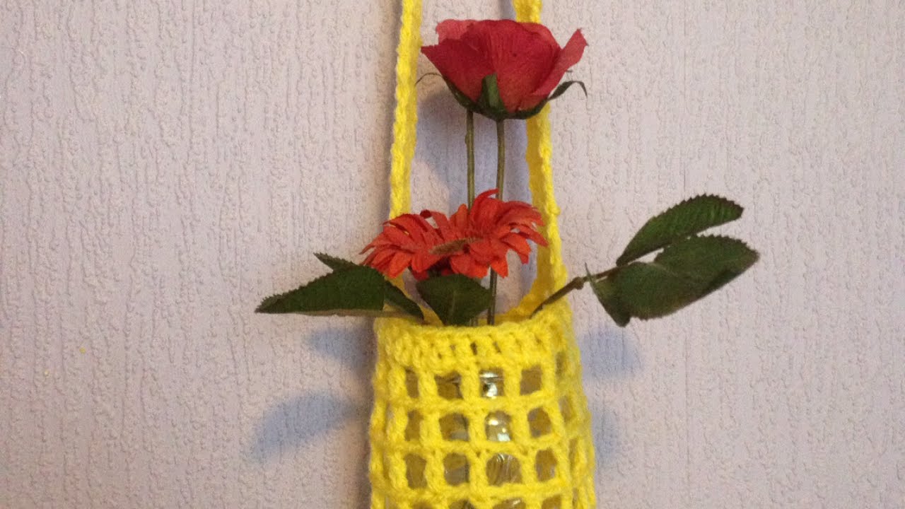 Crochet flower vase